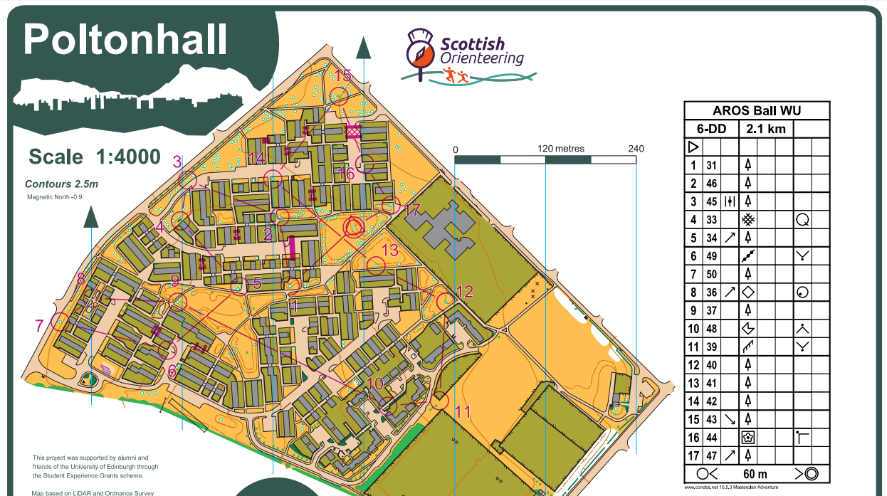 Poltonhall for AROS sprint relay - start to finish